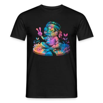 Peace Sign Dye Hippie Frog 60s - Men's T-Shirt - black - Front - AI Model Male 178 light (178cm)