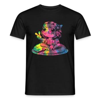 Peace Sign Dye Hippie Frog 60s - Men's T-Shirt - black - Front - AI Model Male 178 light (178cm)
