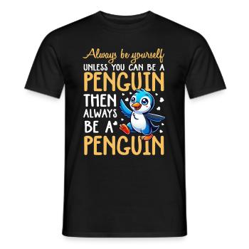 Pingouins Oiseau Amoureux des Pingouins Passionné - T-shirt homme - noir - Devant - AI Model Male 178 light (178cm)