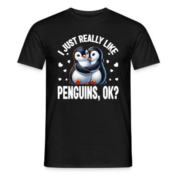 Pingouins Oiseau Amoureux des Pingouins Passionné - T-shirt homme - noir - Devant - AI Model Male 178 light (178cm)