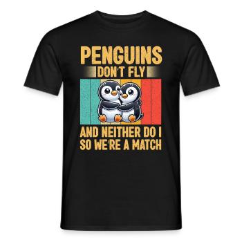 Pingouins Oiseau Amoureux des Pingouins Passionné - T-shirt homme - noir - Devant - AI Model Male 178 light (178cm)