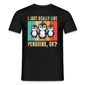 Pingouins Oiseau Amoureux des Pingouins Passionné - T-shirt homme - noir - Devant - AI Model Male 178 light (178cm)