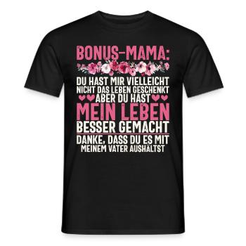 Bonus Mama Muttertag Mutterschaft Mama Elternteil - Männer T-Shirt - Schwarz - Vorne - AI Model Male 178 light (178cm)