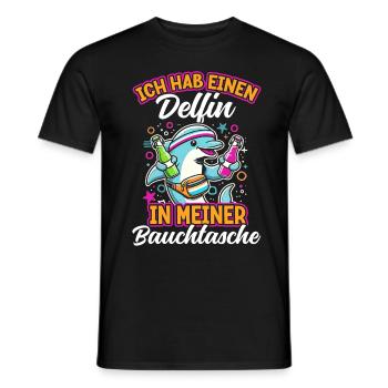 Delfin in meiner Bauchtasche Lustige Mallorca - Männer T-Shirt - Schwarz - Vorne - AI Model Male 178 light (178cm)