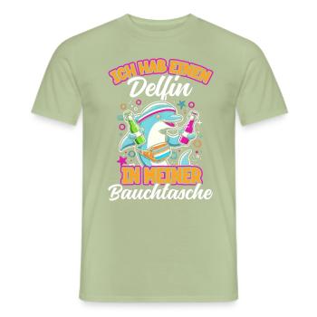 Delfin in meiner Bauchtasche Lustige Mallorca - Männer T-Shirt - Sage - Vorne - AI Model Male 178 light (178cm)