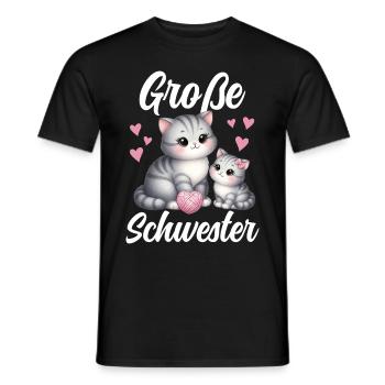 Big Sister Cat Older Sibling - Men's T-Shirt - black - Front - AI Model Male 178 light (178cm)
