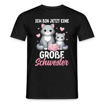 Big Sister Cat Older Sibling - Men's T-Shirt - black - Front - AI Model Male 178 light (178cm)