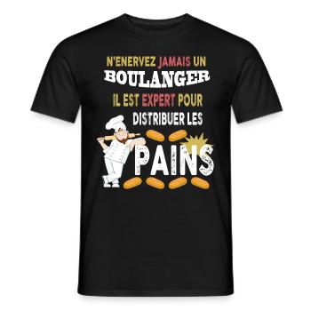 Boulanger cadeau humour pains - T-shirt homme - noir - Devant - AI Model Male 178 light (178cm)