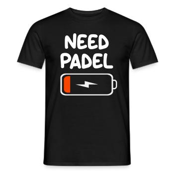 Need Padel Tennis Battery Drain for Padelista - Men's T-Shirt - black - Front - AI Model Male 178 light (178cm)