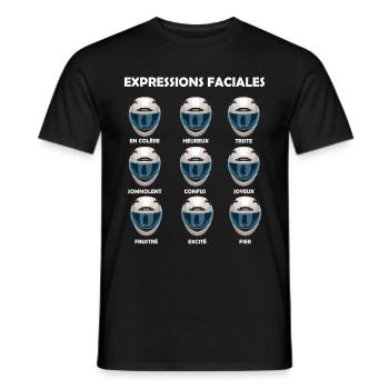 Motard Expressions Faciales en Moto - T-shirt homme - noir - Devant - AI Model Male 178 light (178cm)