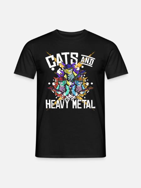 Chats & Heavy Metal - T-shirt homme - noir
