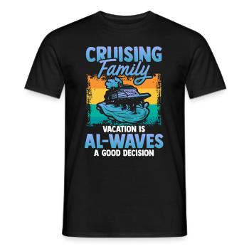Vacances de croisière - Bateau de croisière - T-shirt homme - noir - Devant - AI Model Male 178 light (178cm)