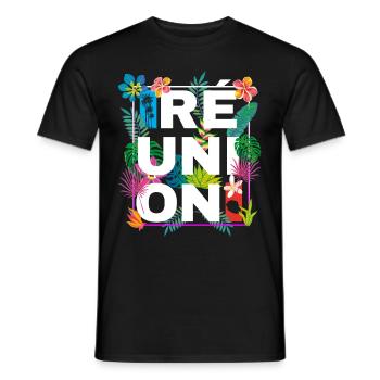 Carte de La Réunion Nature Tropicale Homme Femme - T-shirt homme - noir - Devant - AI Model Male 178 light (178cm)