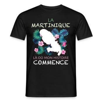 La martinique Fleurs Et Plante Citation Histoire - T-shirt homme - noir - Devant - AI Model Male 178 light (178cm)