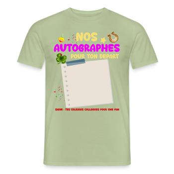 Femme Collègue Autographe cadeau drole - T-shirt homme - vert sauge - Devant - AI Model Male 178 light (178cm)