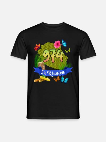 Ile De La Réunion 974 Faune Tropicale - T-shirt homme - noir