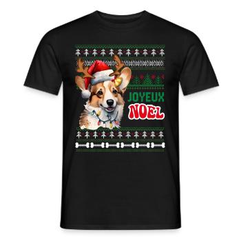 Frohe Weihnachten Humor Hund Corgi Familiengeschenk - Männer T-Shirt - Schwarz - Vorne - AI Model Male 178 light (178cm)