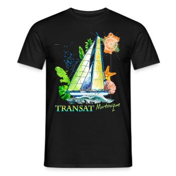 Transat Martinique Cadeau Bateau Voilier Famille - T-shirt homme - noir - Devant - AI Model Male 178 light (178cm)