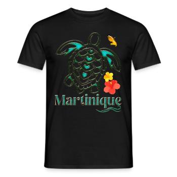 Martinique 972 Tropical Hibiscus Sea Turtle - Men's T-Shirt - black - Front - AI Model Male 178 light (178cm)