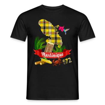 Martinique Hummingbird Hibiscus Madras Antilles 972 - Men's T-Shirt - black - Front - AI Model Male 178 light (178cm)