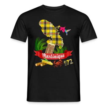 Map Martinique Madras 972 French West Indies - Men's T-Shirt - black - Front - AI Model Male 178 light (178cm)