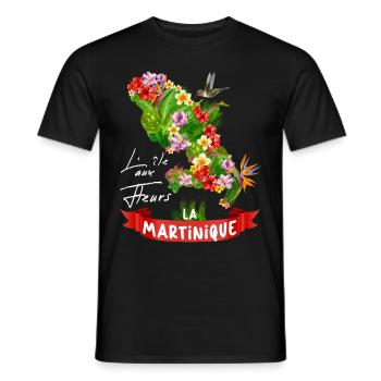 Ile aux Fleurs map of Martinique man woman - Men's T-Shirt - black - Front - AI Model Male 178 light (178cm)