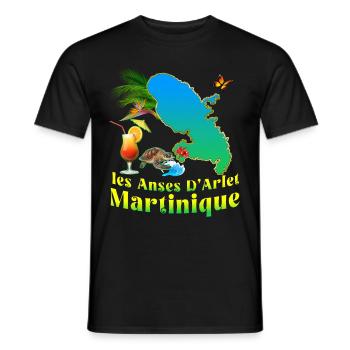 Martinique Anses D'Arlet Turtle Beach Cocktail - Men's T-Shirt - black - Front - AI Model Male 178 light (178cm)
