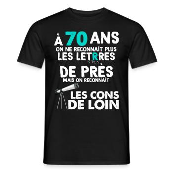 70th Anniversary 70 Years Male Female - Men's T-Shirt - black - Front - AI Model Male 178 light (178cm)