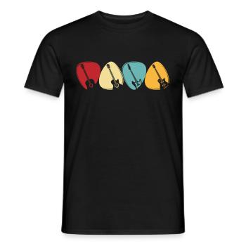 Guitare Vintage Médiator Guitare Basse - T-shirt homme - noir - Devant - AI Model Male 178 light (178cm)