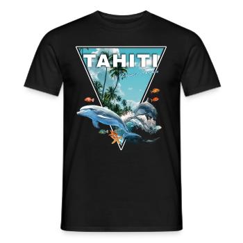 Tahiti Französisch-Polynesien Delfinstrand - Männer T-Shirt - Schwarz - Vorne - AI Model Male 178 light (178cm)