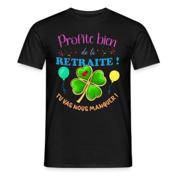 Collègue Femme Homme Départ Retraite - T-shirt homme - noir - Devant - AI Model Male 178 light (178cm)
