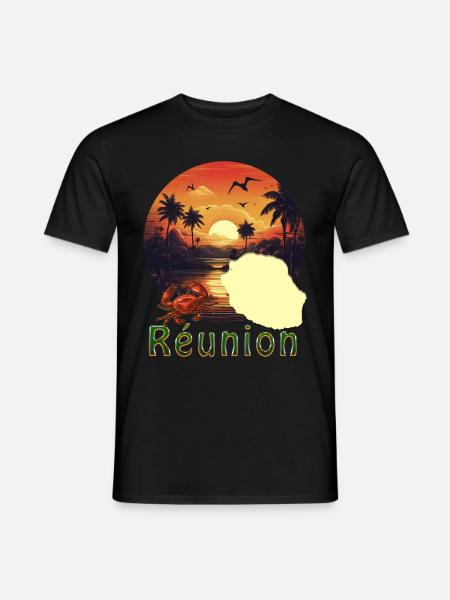 la Réunion soleil couchant Homme Femme Enfant - T-shirt homme - noir