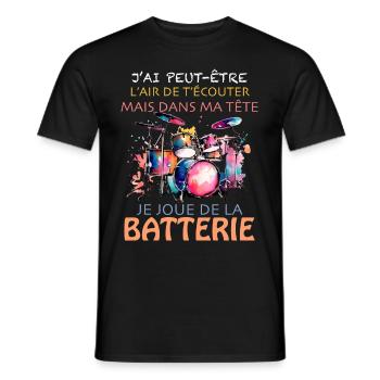 Drums Drummer Man Drum Music - Men's T-Shirt - black - Front - AI Model Male 178 light (178cm)