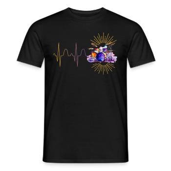 Drums Drummer Man Woman Heartbeat - Men's T-Shirt - black - Front - AI Model Male 178 light (178cm)