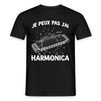 Mundharmonika-Musikinstrument - Männer T-Shirt - Schwarz - Vorne - AI Model Male 178 light (178cm)