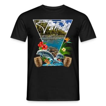 Tahiti Französisch-Polynesien Dauphin - Männer T-Shirt - Schwarz - Vorne - AI Model Male 178 light (178cm)