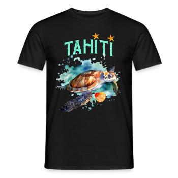 Wunderschöner Meeresschildkrötenpanzer Tahiti Polynesien - Männer T-Shirt - Schwarz - Vorne - AI Model Male 178 light (178cm)
