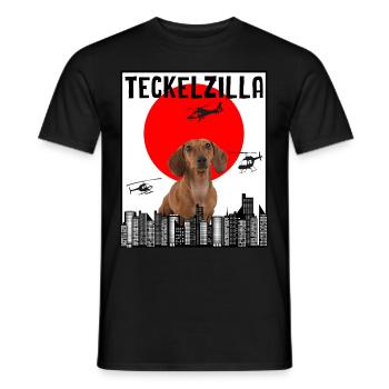 Dog Dachshund Fierce Humor Dachshund Movie Japan - Men's T-Shirt - black - Front - AI Model Male 178 light (178cm)