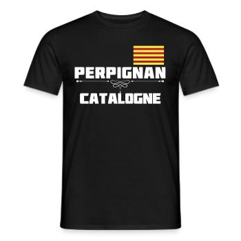 Rugby 66 Perpignan Catalogne Homme Femme Enfant - T-shirt homme - noir - Devant - AI Model Male 178 light (178cm)