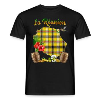 Ile La Réunion Hibiscus Apéro Ti Punch Rhum - T-shirt homme - noir - Devant - AI Model Male 178 light (178cm)