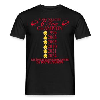 Rugby Toulouse 6 Fois Champion Cadeau Homme Femme - T-shirt homme - noir - Devant - AI Model Male 178 light (178cm)