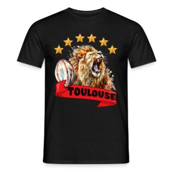 Toulouse Rugby 6 Etoiles Lion Homme Femme - T-shirt homme - noir - Devant - AI Model Male 178 light (178cm)