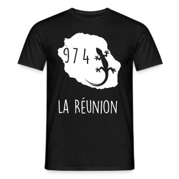 La Réunion 974 Margouillat Tropical Tatoo - Männer T-Shirt - Schwarz - Vorne - AI Model Male 178 light (178cm)