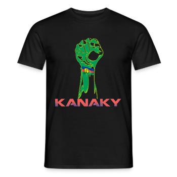 Kanaky Neukaledonien Flagge Faust gehisst - Männer T-Shirt - Schwarz - Vorne - AI Model Male 178 light (178cm)