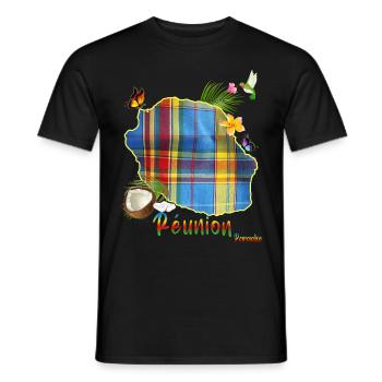 Wunderschöner Reunion Island Madras Schmetterling Kolibri - Männer T-Shirt - Schwarz - Vorne - AI Model Male 178 light (178cm)