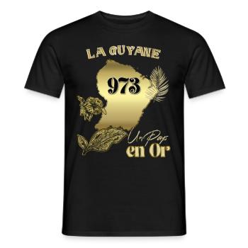 Wunderschönes Französisch-Guayana 973 Länder In Gold Kreolisch - Männer T-Shirt - Schwarz - Vorne - AI Model Male 178 light (178cm)