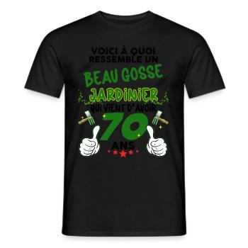 Homme Jardinier 70 Ans Beau Gosse Papa Retraite - T-shirt homme - noir - Devant - AI Model Male 178 light (178cm)