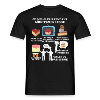 De man van het gebakje en de papamoeder van de vrouwencollega - Heren T-shirt - zwart - Voor - AI Model Male 178 light (178cm)