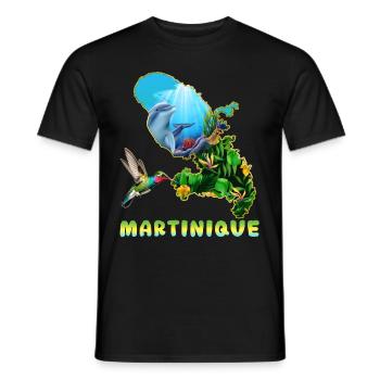 Martinique Dolphin And Hummingbird And Hibiscus - Men's T-Shirt - black - Front - AI Model Male 178 light (178cm)