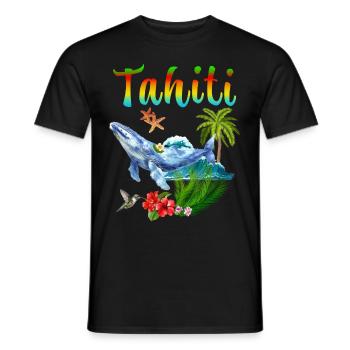 Schöne Tahitiinsel Kolibri Wal Hibiskus Kokospalme - Männer T-Shirt - Schwarz - Vorne - AI Model Male 178 light (178cm)
